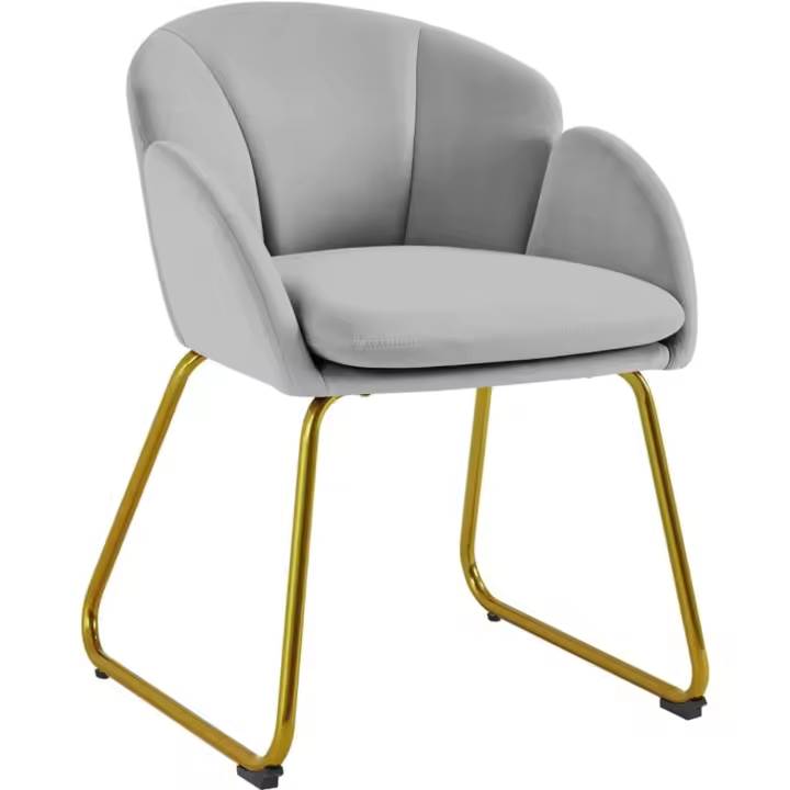 Comedor Moderno Tapizada Terciopelo con Apoyabrazos y Respaldo Ergonómico Gris - 1