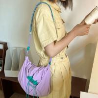 Bolso de hombro ligero de moda, bolso cruzado con letras para ir al trabajo, bolso con cordón de Color en contraste de nailon para niñas - details 12