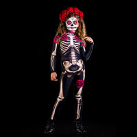 Disfraz de esqueleto aterrador para Halloween, mono de calavera de terror para la familia, trajes de pijama para fiesta de Carnaval - details 3