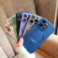 Magsafe-funda magnética para iPhone 15, 14, 13, 12, 11 Pro Max Plus, cubierta de carga inalámbrica dura mate, lente de vidrio a prueba de golpes - details 0