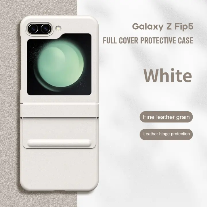 Funda de cuero oficial de lujo para Samsung Galaxy Z Flip 5, Protector de pantalla de vidrio, bolígrafo táctil - 1