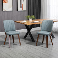Juego de dos sillas de comedor modernas para cocina, con asiento tapizado de piel sintética y patas de madera, ideal para sala de estar y dormitorio - details 4