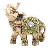 S M L Feng Shui latón Color resina elegante elefante tronco estatua riqueza suerte estatuilla decoración del hogar regalo - details 2