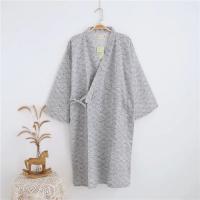 2025 nuevo traje 100% de gasa de algodón para hombre, pijama tipo kimono japonés Yukata fino y suelto, bata con capucha para hombre, pijama con cuello en V, albornoz - details 2
