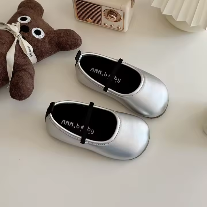 Zapatos de cuero para niñas, calzado de estilo coreano, suela suave, Color sólido, informal, versátil, elegante, Otoño, 2024 - 1