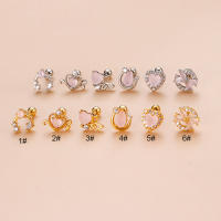 Pendientes coreanos de acero inoxidable para mujer, Piercing para la oreja de zirconia, 2 piezas, exquisitos pendientes de serpiente para el cartílago, joyería para el cuerpo, regalo - details 0