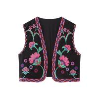 Chaleco Floral bordado Vintage para mujer, chaleco abierto sin mangas, Top corto informal de verano - details 23