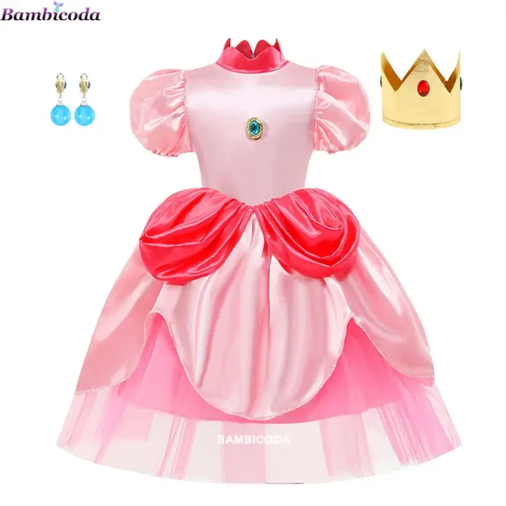 Vestido de princesa melocotón para cosplay, disfraz de juego de rol para niña, trajes de actuación de escenario para fiesta de cumpleaños, vestidos elegantes de carnaval para niños - 1
