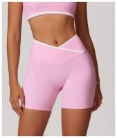 Pantalones cortos de Yoga cruzados de cintura alta, ajustados y Nude, pantalones deportivos de levantamiento de cadera de melocotón, pantalones de Fitness al aire libre para mujer - details 16