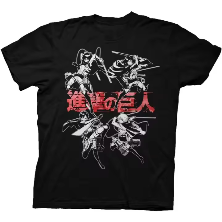 Camiseta de manga corta para hombre, camisa de Attack on Titan, Armin, Arlert, Eren, Yeager, Mikasa, Ackerman Group - 1