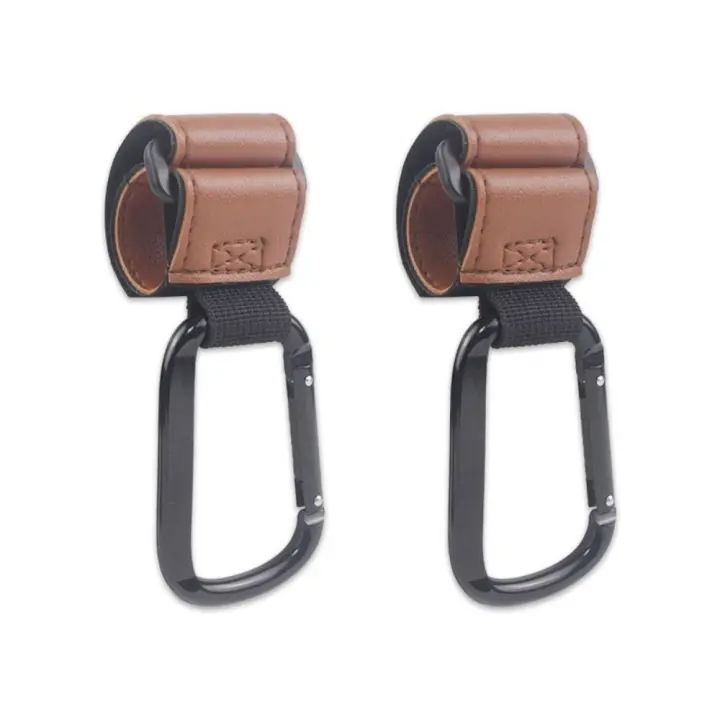 Ganchos metálicos de PU para cochecito de bebé, bolsa de almacenamiento, colgador Universal, accesorios para cochecito, 2 piezas - 1