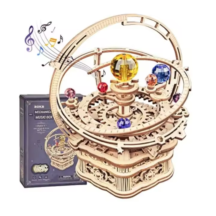 Robotime Rokr Music Box Rompecabezas 3D de Madera Kit de Construcción Mecánica para Niños - 1