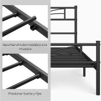 Cama Individual con Espacio Bajo Marco Metal Altura 32 cm Cama Individual con Cabecera para Colchón de 90 x 190 cm Blanco - details 41