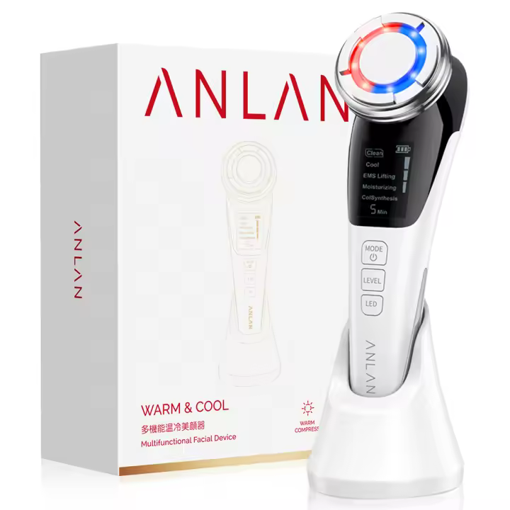 ANLAN Masajeador Facial, EMS Facial Lifting, Cuidado Profundo de la Piel con Luz LED, Eliminación de Arrugas, Lifting facial, Belleza Anti-Envejecimiento con Frío Calor - 1