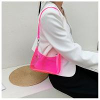 Bolso de hombro transparente de gelatina de moda, bolso de PVC de color sólido para la axila, bolso de viaje impermeable con cremallera. - details 2