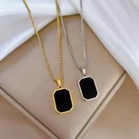 Colgante Cuadrado Minimalista de Acero Inoxidable Joyería Vintage de Oro para Mujeres - details 2