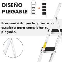 3 peldaños con Estructura de Acero |   Taburete Multifuncional con Superficie Antideslizante y Base Estable |   Ligera, portátil y Segura para hogar, Oficina y tareas domésticas - details 5
