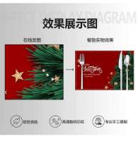 Nuevo Mantel Individual de lino navideño, mantel con estampado de letras de bendición festiva, decoración de mesa para invitados, posavasos con aislamiento térmico - details 1