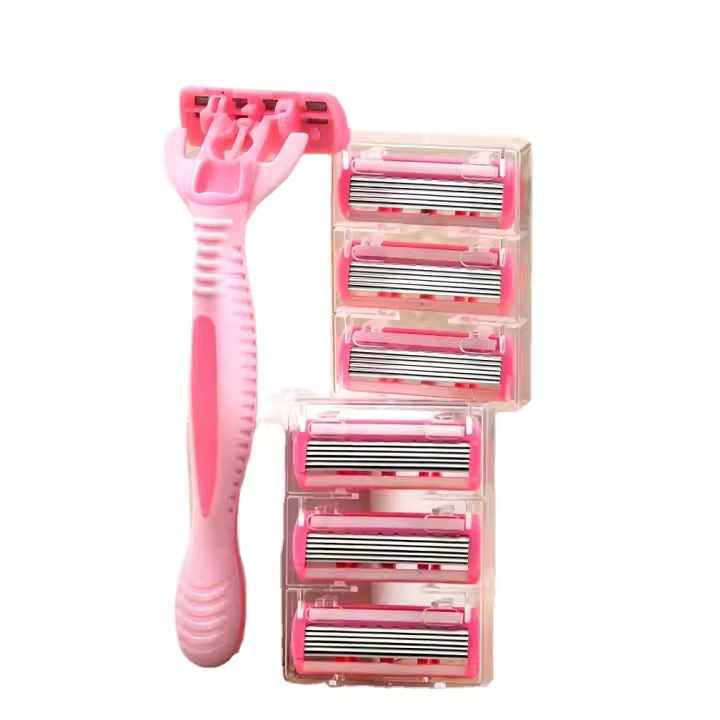 Afeitadora Manual para mujer, 1 mango + 6 cuchillas, cuchillas de acero inoxidable de 6 capas, cabezal de afeitado reemplazable - 1