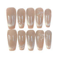 Uñas brillantes a presión para mujer, puntas de ataúd de ojo de gato, arte de manicura Artificial, decoración de uñas - details 0