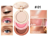 Trio difusor 3 en 1, paleta de maquillaje de colorete de contorno y resaltado, bronceador de crema, colorete en polvo suave y sedoso, resaltador brillante - details 11