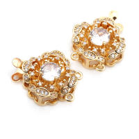 4 juegos de collares de flores de latón y circonio de Color dorado de 18K, cierres de conexión, accesorios de suministros para fabricación de joyas de alta calidad - details 12