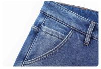 Jeans de Pierna Recta y Cintura Alta para Hombres en Invierno Ajuste Suelto, Largo y Cálido con Tirantes Elásticos Pantalones Cortos de Moda para Hombres Mayores - details 21