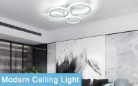Goeco Lámpara de Techo LED Moderna de Aluminio 48W, Eficiencia Energética, Montaje Semi-Flush, Forma Redonda, Iluminación Blanca Fría - details 0