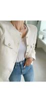 Chaqueta de Edición coreana para mujer, abrigo corto elegante de manga larga con cuello redondo, botón suelto francés a la moda, primavera y otoño 2025 - details 7