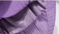 Vestido morado de gasa con volantes y cuello plisado elegante con cordones para mujer, moda coreana, corte en A, hasta la rodilla, 2024 - details 9