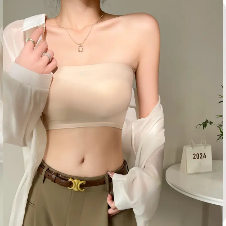 Ropa Interior de Ejercicio Sin Correas y Antideslizante Seda de Hielo Una Pieza con Almohadilla para el Pecho para Mujeres - 1
