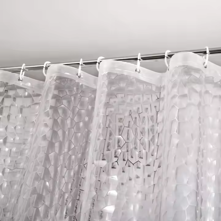Cortina de ducha de cubo de agua transparente, impermeable, 3D, EVA, cortinas de baño er para bañera, cubierta de baño con ganchos - 1