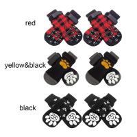 4 unids/set calcetines antideslizantes transpirables para perros, calcetines suaves de algodón con protección para patas de mascotas, ajustables con patrón de pata, calcetines antideslizantes impermeables para perros - details 2