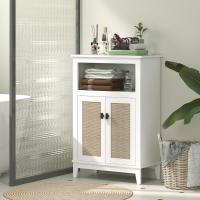 Auxiliar de Baño de Ratán Armario con 2 Puertas Frontal de Ratán Ajustable y Abierto 60x30x90 cm - details 3