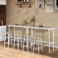 Conjunto de Mesa Alta de Bar Con 2 Taburetes para Cocina y Comedor - Marco de Acero Estilo Industrial - Natural y Blanco - details 6