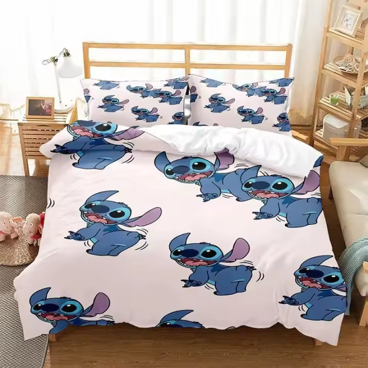 Conjunto de Ropa de Cama Lilo&Stitch Cubierta de Edredón Rosado para Niños y Adultos - 1