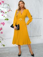 Vestido Largo de Manga Completa para Mujer Color Sólido, Corte en Línea A, Alta Calidad, Lujo Tendencia, Suelto y Elegante - details 6