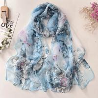 mujer bufanda de gasa Georgette loro Rosa Bandana protector solar playa verano Mantón largo 50*160CM - details 9