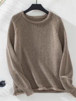 Jersey informal de cuello redondo para mujer, Jersey holgado de punto de manga larga, Tops de otoño e invierno, 2024 - details 10