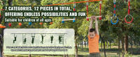 SucceBuy Ninja Warrior Obstacle Course para niños, 2 x 56 pies, estables resistentes a la intemperie, capacidad de 500 libras, juego al aire libre con 12 obstáculos, ideal para diversión y entrenamiento en el patio trasero, duradero - details 1