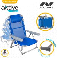 Playa Plegable, 5 Posiciones, Rayas Multicolor, 48x60x90 cm, Incluye cojín Acolchado, Asa Hombro, Soporta 110 kg, Topes antivuelco, Multiposición, Respaldo reclinable (62675) - details 18