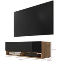 Mueble TV Suspendido/Mesa TV/Mueble para Salón (100 cm, sin LED, Roble Dorado/Negro Brillante) - details 2