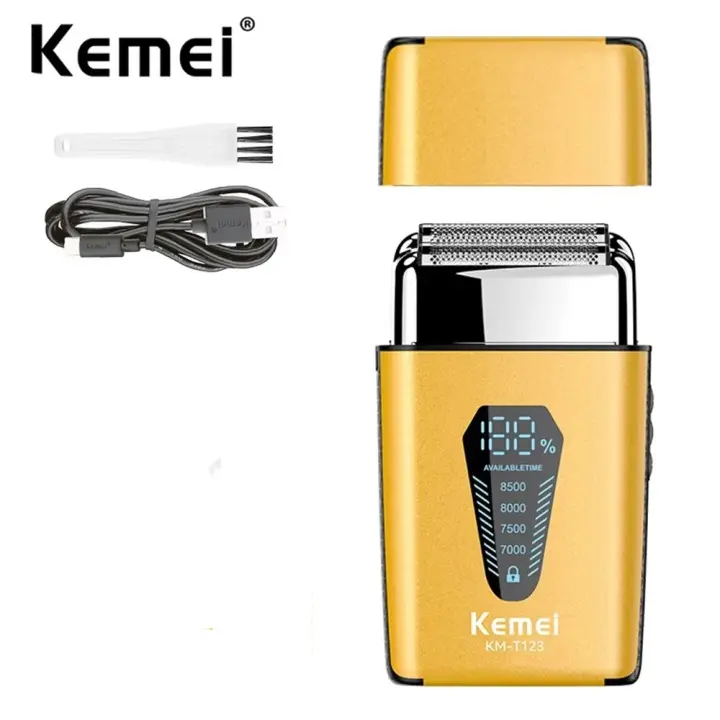 Kemei-Afeitadora de lámina recargable para hombre, maquinilla de afeitar eléctrica para cabeza calva, afeitado facial, recortador de barba, 8500RPM, regalos para hombres - 1