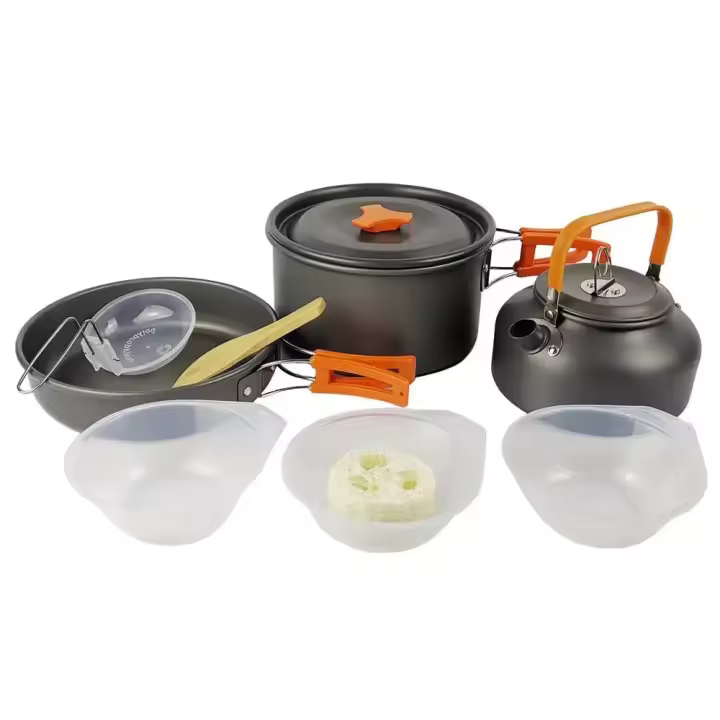 Juego de Olla de Camping de Aluminio Portátil No Pegajosa para Exteriores Funda de Olla para Senderismo Barbacoa Picnic - 1