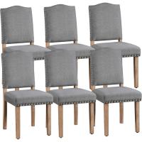 Juego de 4 sillas de comedor con respaldo alto, sillas de cocina, patas de madera maciza, diseño clásico, con botones bronceados, sillones y sillas para salón, asientos tapizados - details 49