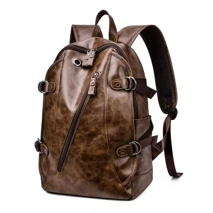 Mochila Casual Vintage de Cuero PU Suave Gran Capacidad Impermeable Bolsa de Hombro para Laptop - 1