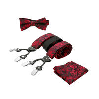 Juego de 3 piezas Elegante Conjunto Tirantes Pajarita Hombre En Forma de Y Elástica y Ajustable 6 Clips Metálicos - details 1