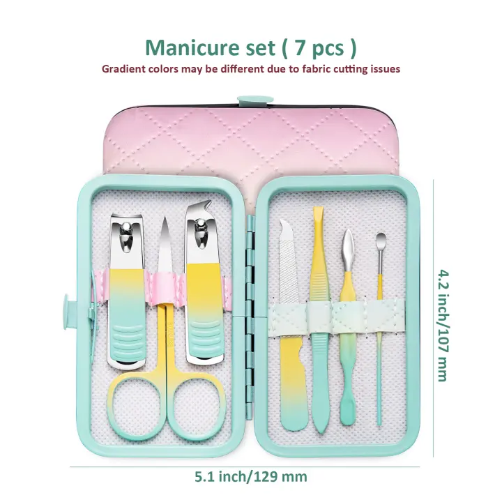 Ouriner 7/10/12/18 Uds juego de manicura pedicura cortaúñas de acero inoxidable herramientas profesionales para cortar uñas Kit de Estuche De Viaje - 1