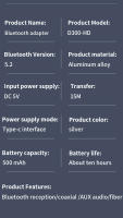Receptor de Audio Qualcomm APTX-HD con Bluetooth 5,2, Hifi sonido estéreo con calidad de CD, 3,5mm, AUX Coaxial, adaptador inalámbrico de fibra óptica - details 13