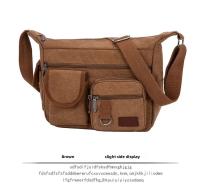 Bolso cruzado para hombre, lona Vintage, correas ajustables, múltiples bolsillos con cremallera, duradero, para senderismo al aire libre - details 14
